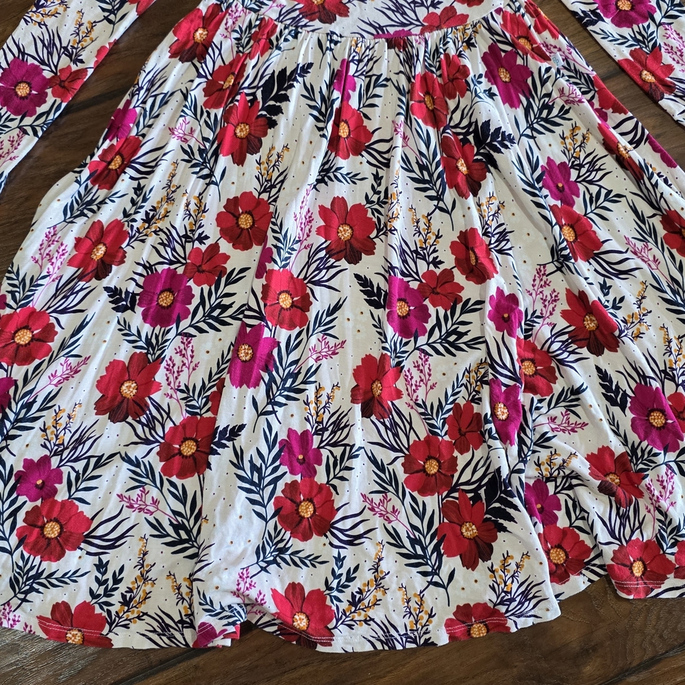 Floral Long Sleeve Kids Dress - Picture 2 of 8
